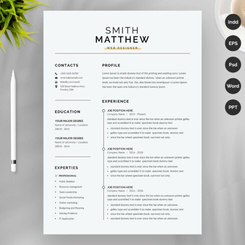 Word Resume Template / CV cover image.