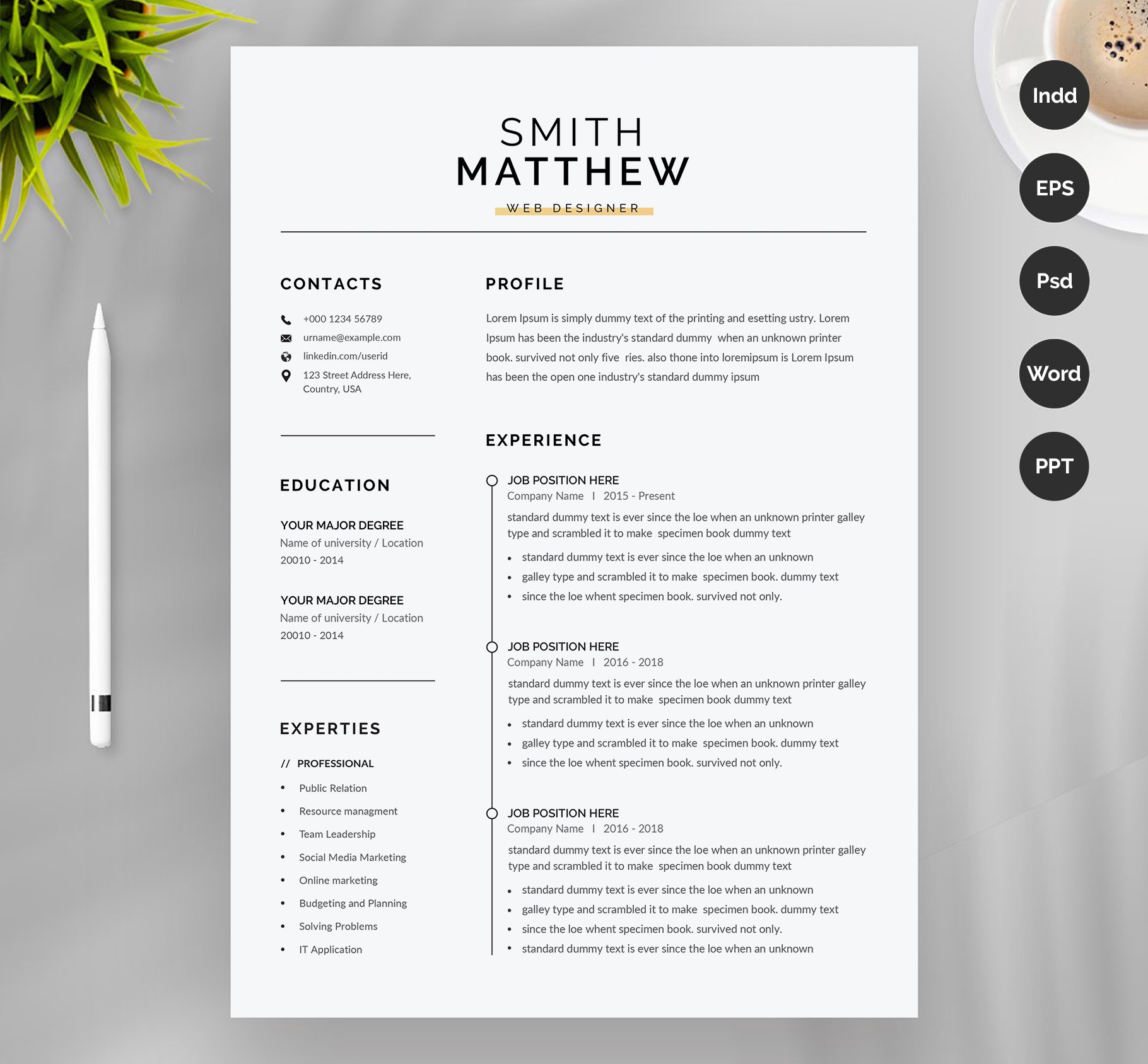 Word Resume Template / CV cover image.