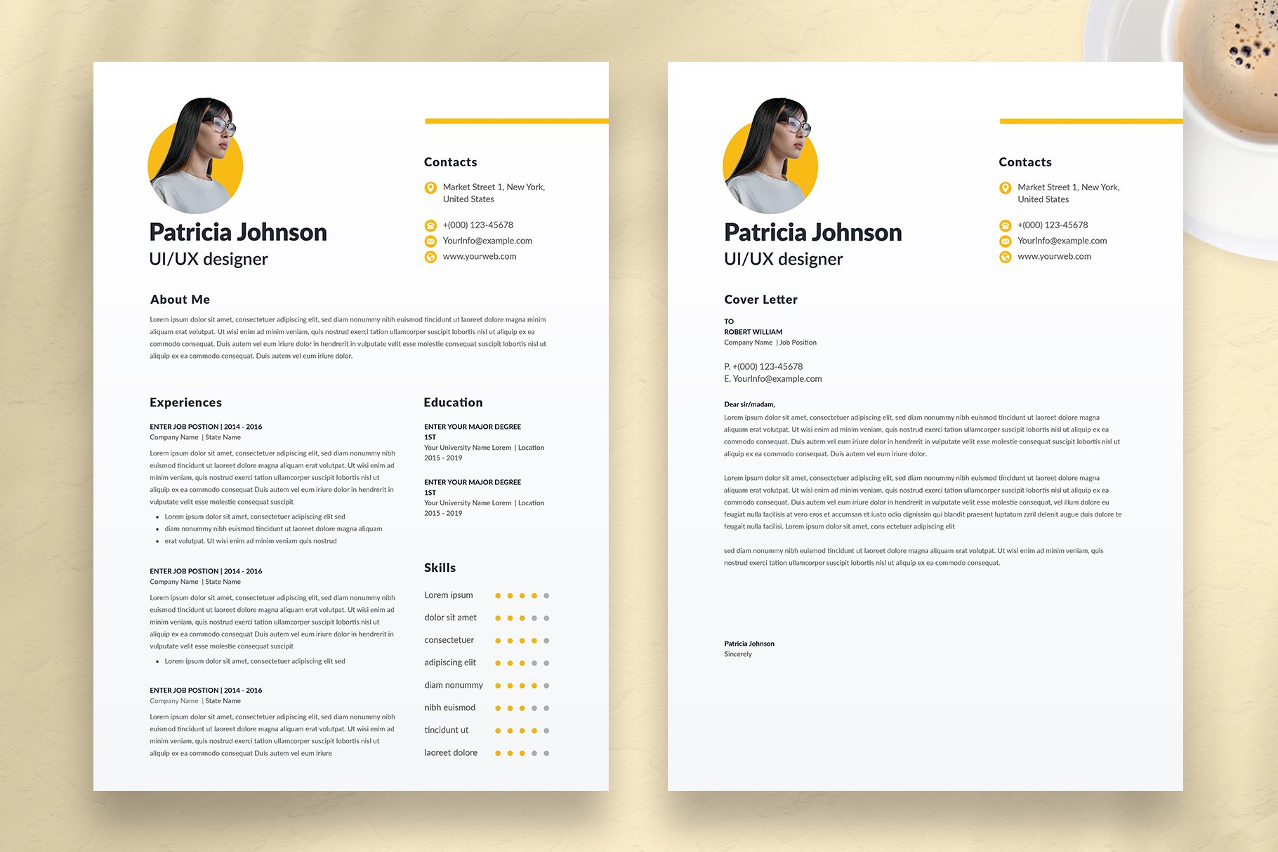 Modern Resume Template CV preview image.