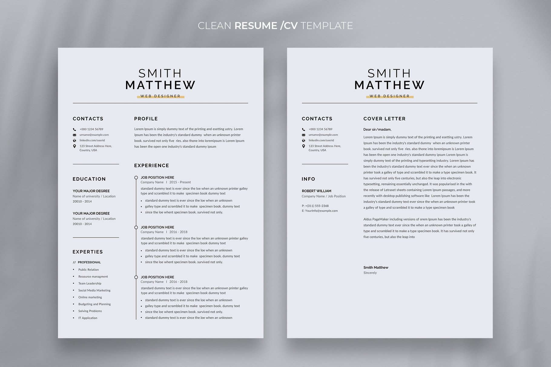 Word Resume Template / CV preview image.