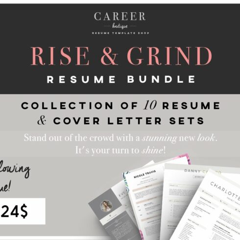 Rise & Grind-Resume & letter Bundle cover image.