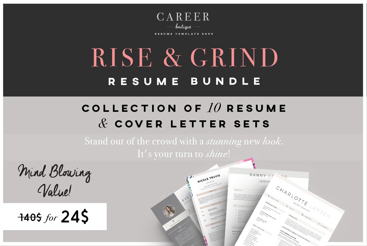 Rise & Grind-Resume & letter Bundle cover image.