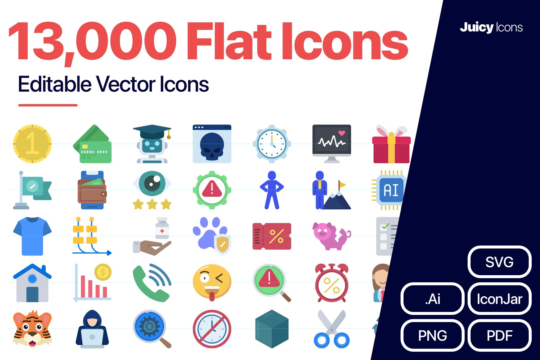 JuicyIcons Flat Bundle: 13,000 Icons cover image.