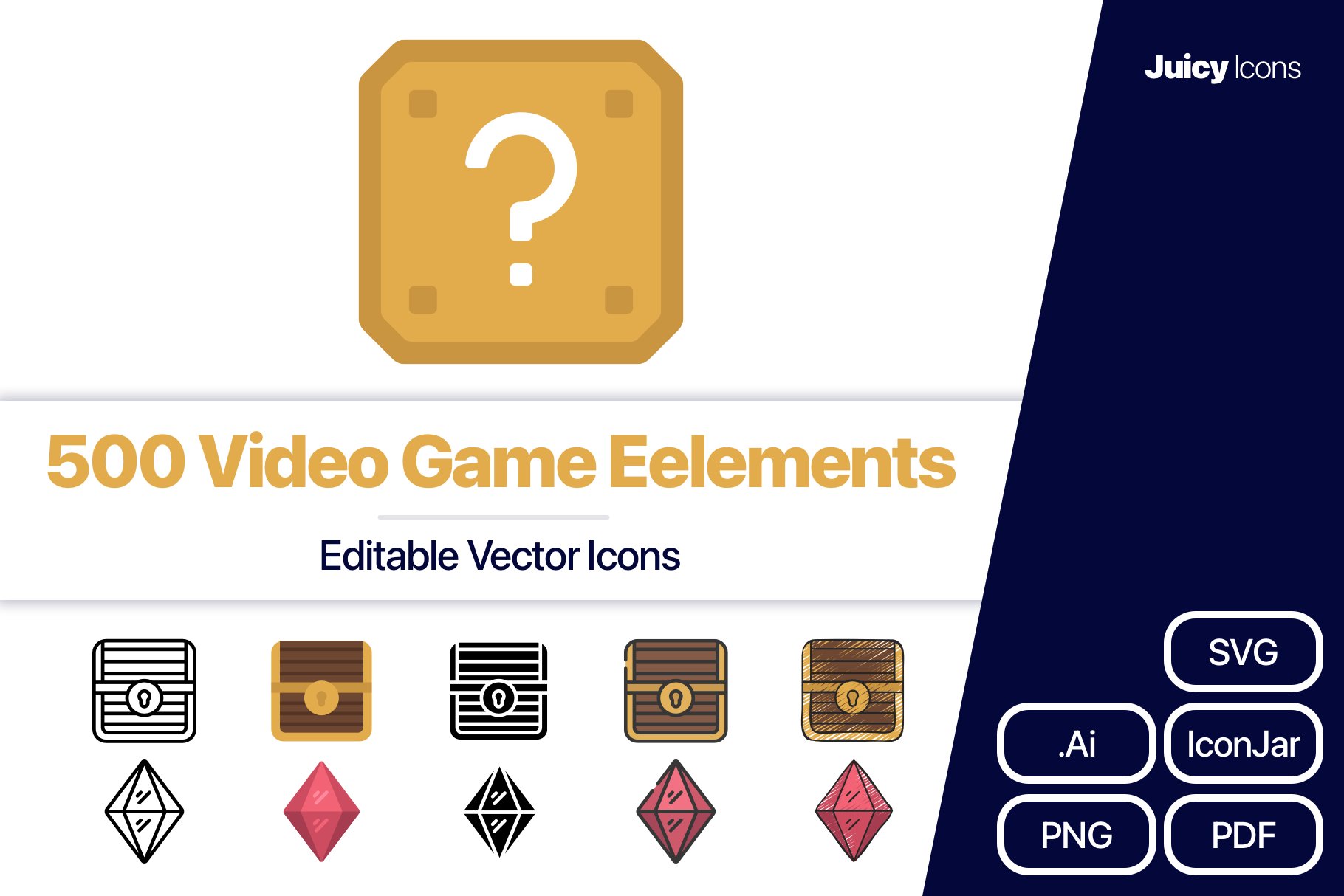 500 Video Game Elements Vector Icons cover image.