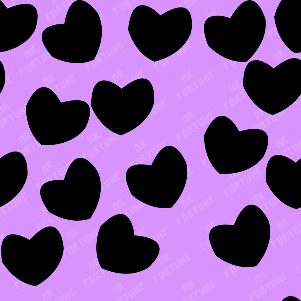 Pattern of black hearts on a purple background.