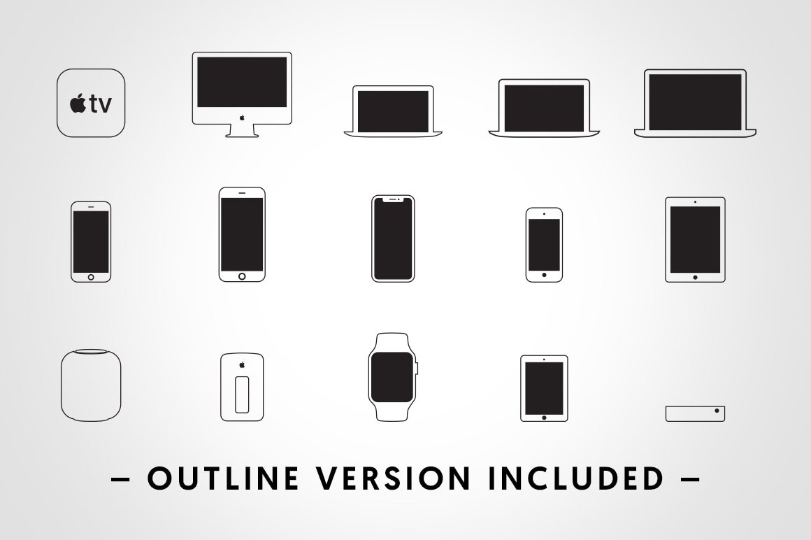 Apple Device Icons - Vectors preview image.