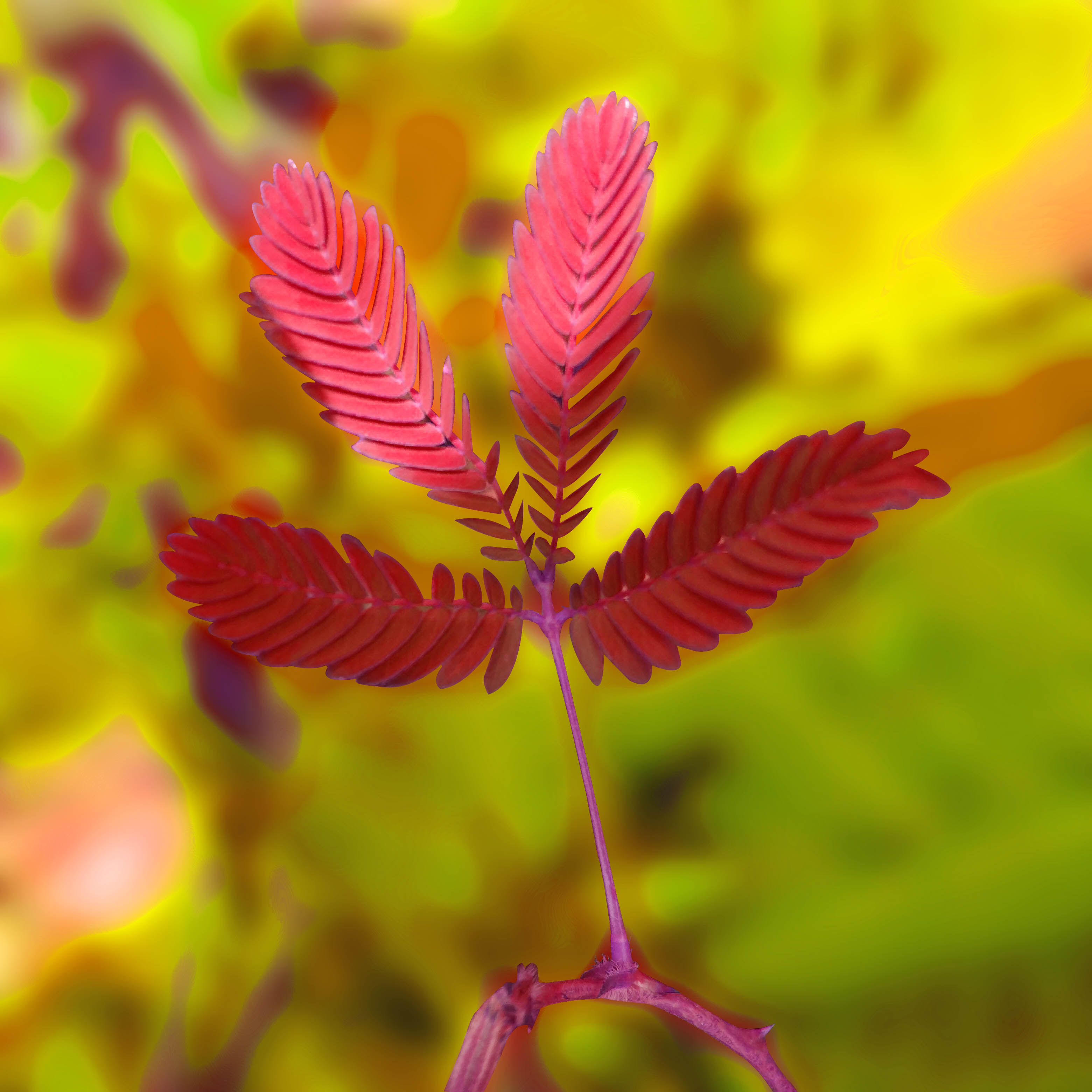 Close up of a red plant with a blurry background.