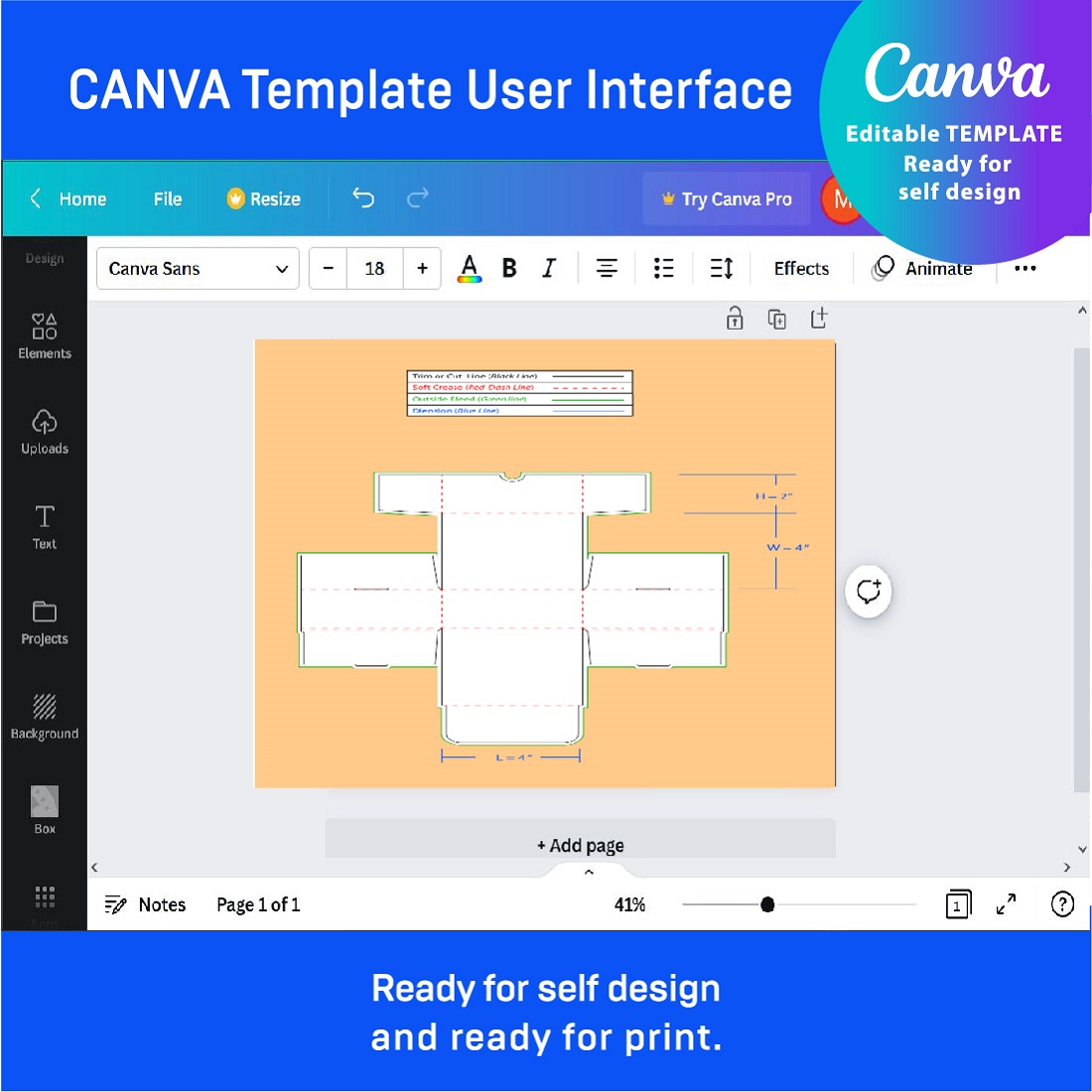 Screen shot of the canva template user interface.