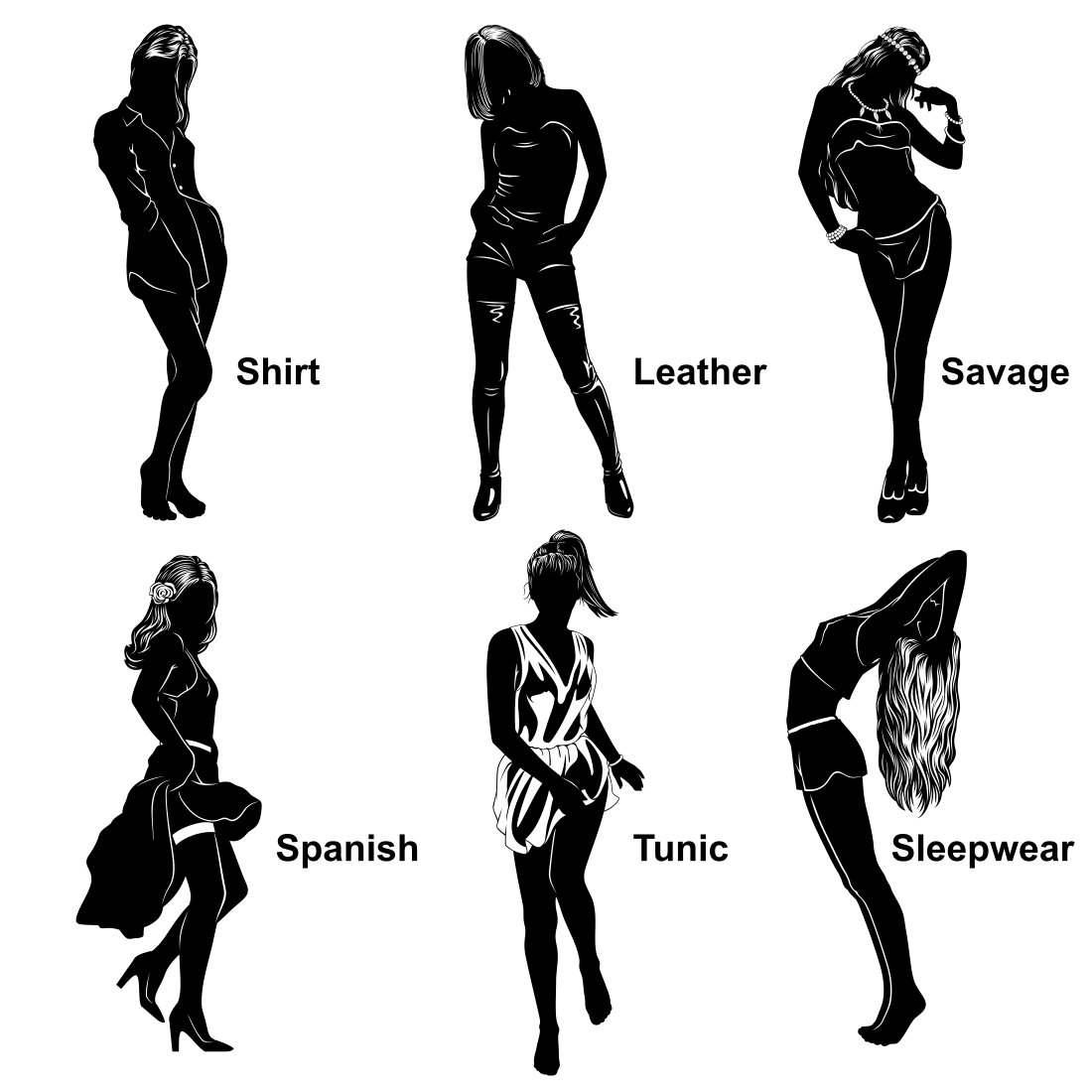 Sexy Girls Silhouettes SVG preview image.