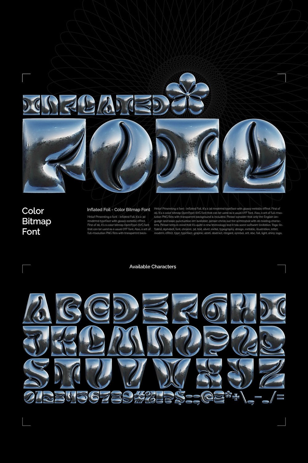 Inflated Foil - Color Bitmap Font pinterest preview image.