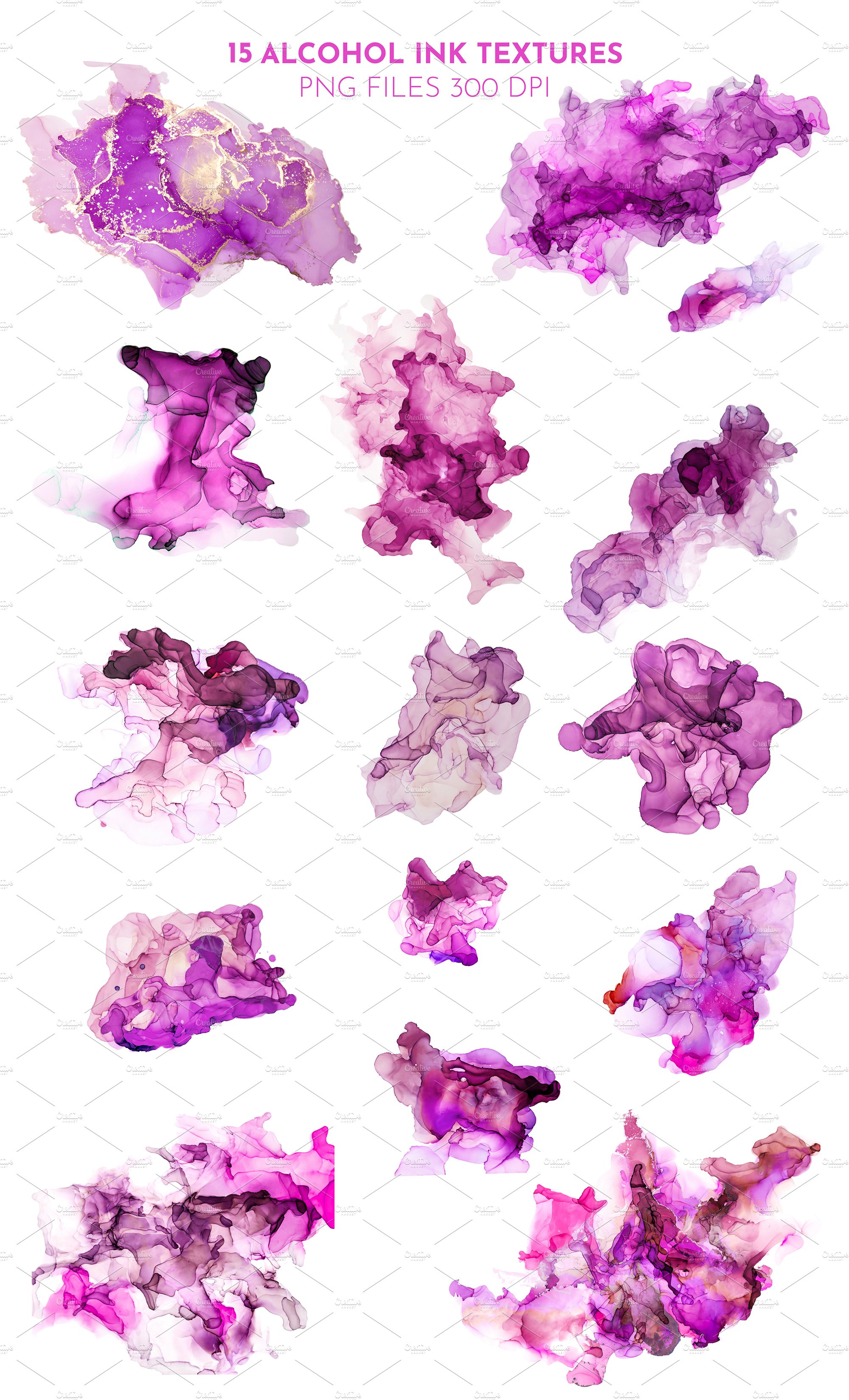 Purple & Pink Alcohol Ink Textures preview image.
