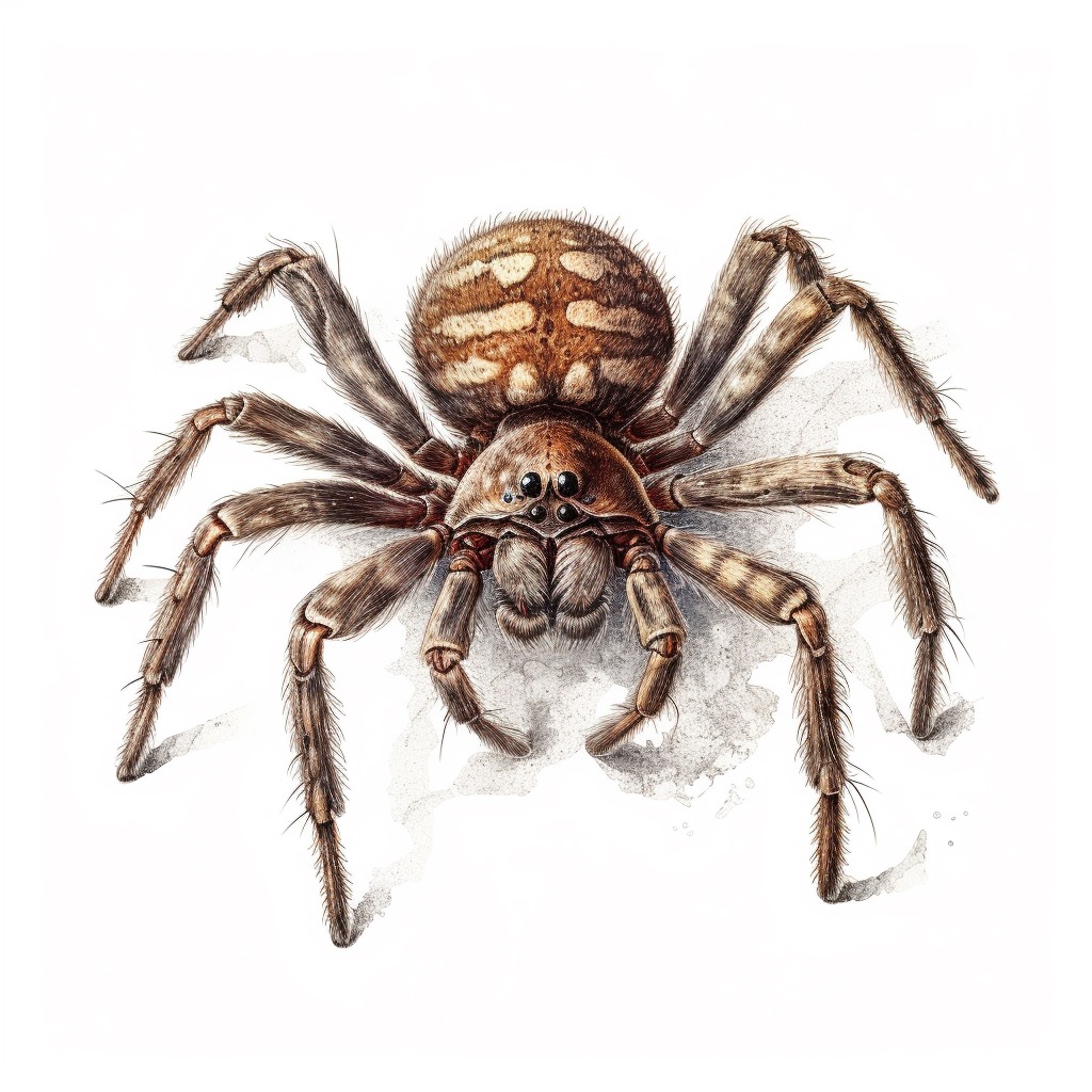 Drawing of a spider on a white background.