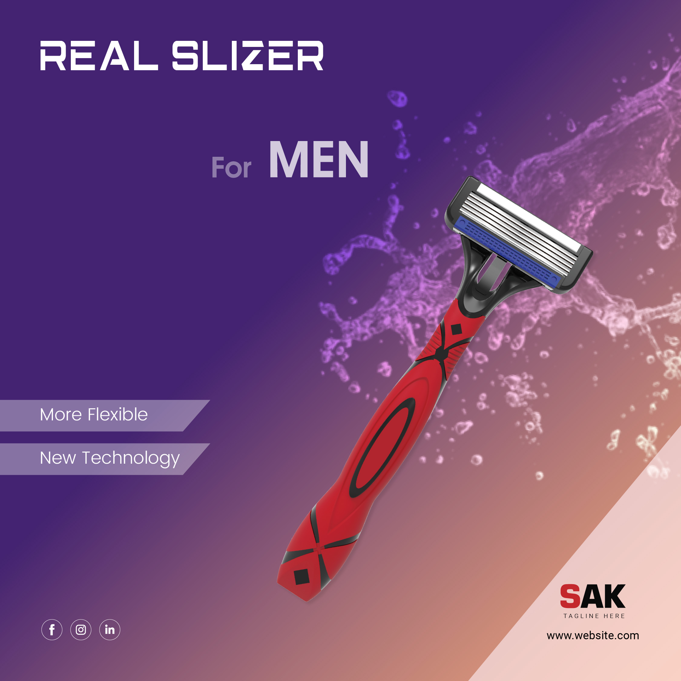 Razor for men with a red handle.