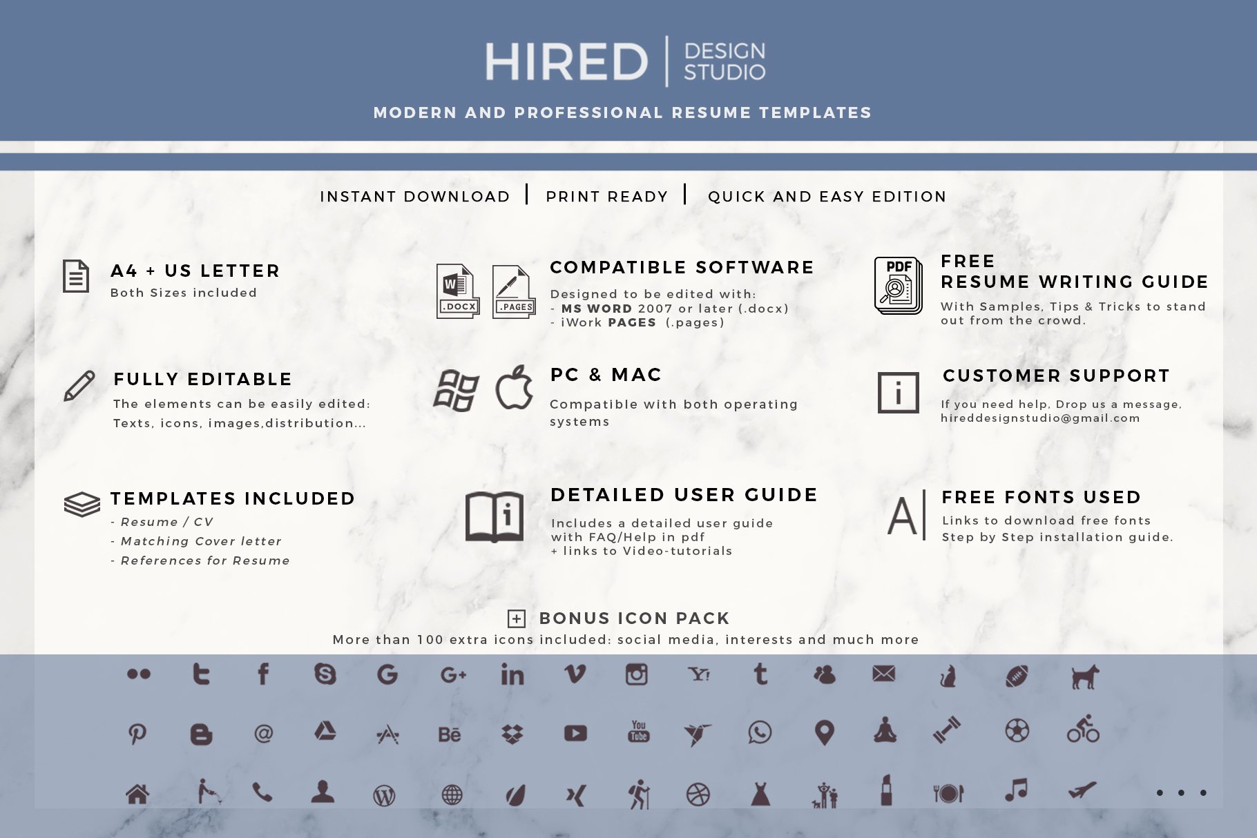 instant download resume template 789