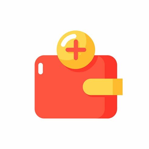 Wallet app vector flat color icon cover image.