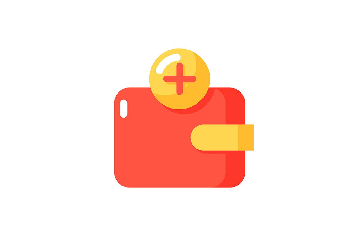 Wallet app vector flat color icon cover image.