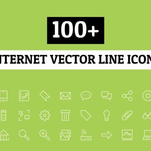 100+ Internet Vector Line Icons cover image.