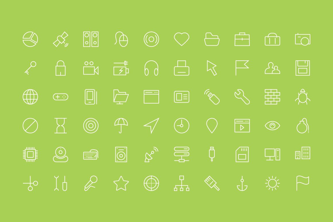 100+ Internet Vector Line Icons preview image.