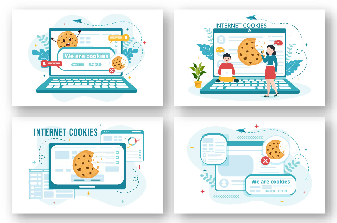 Four different types of internet cookies.