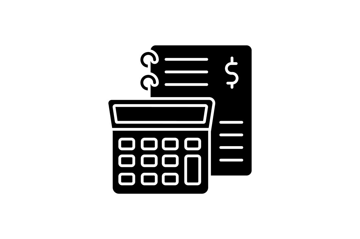 Financial accounting glyph icon cover image.