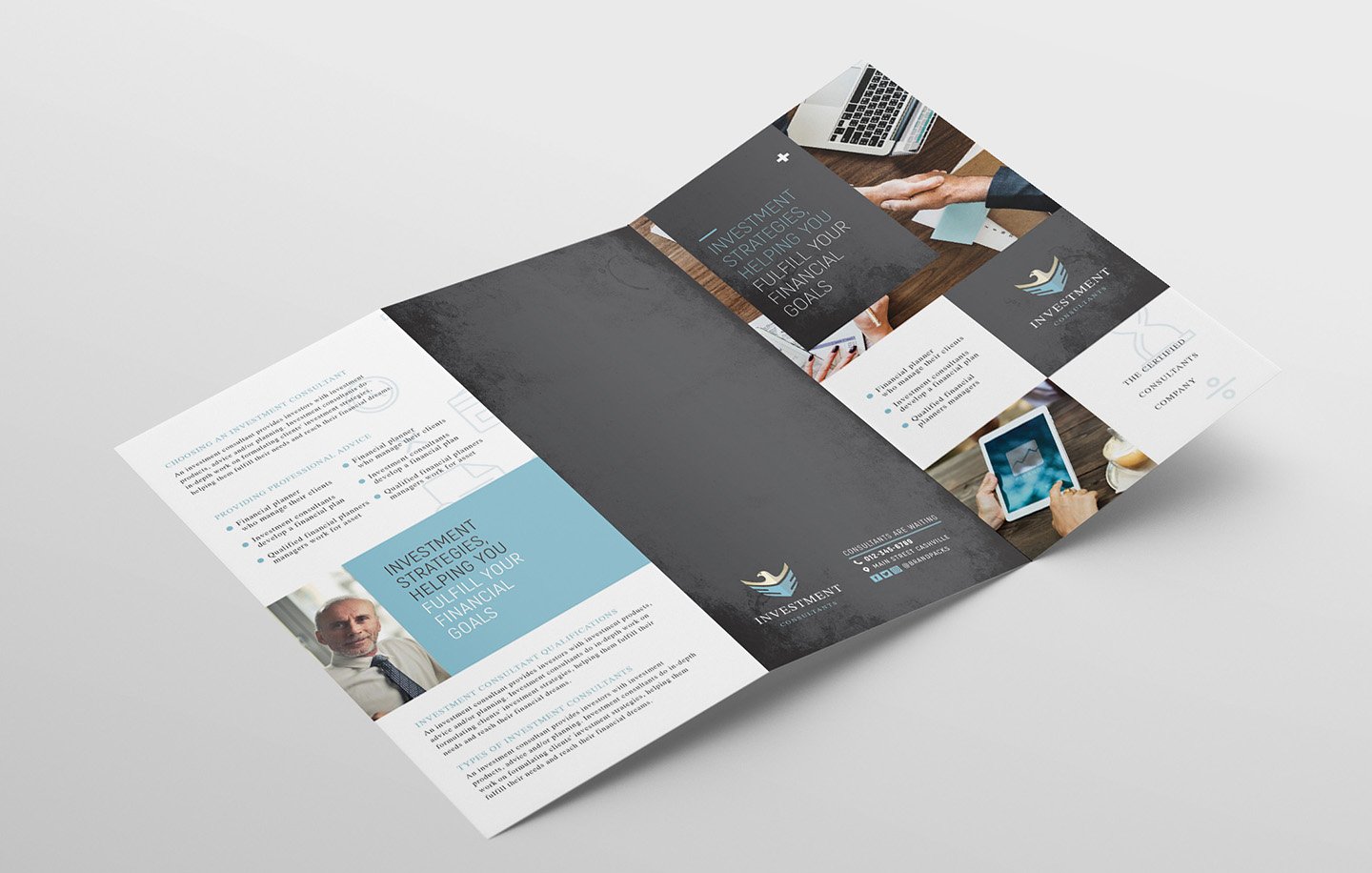 investment consultant tri fold brochure template outside 272