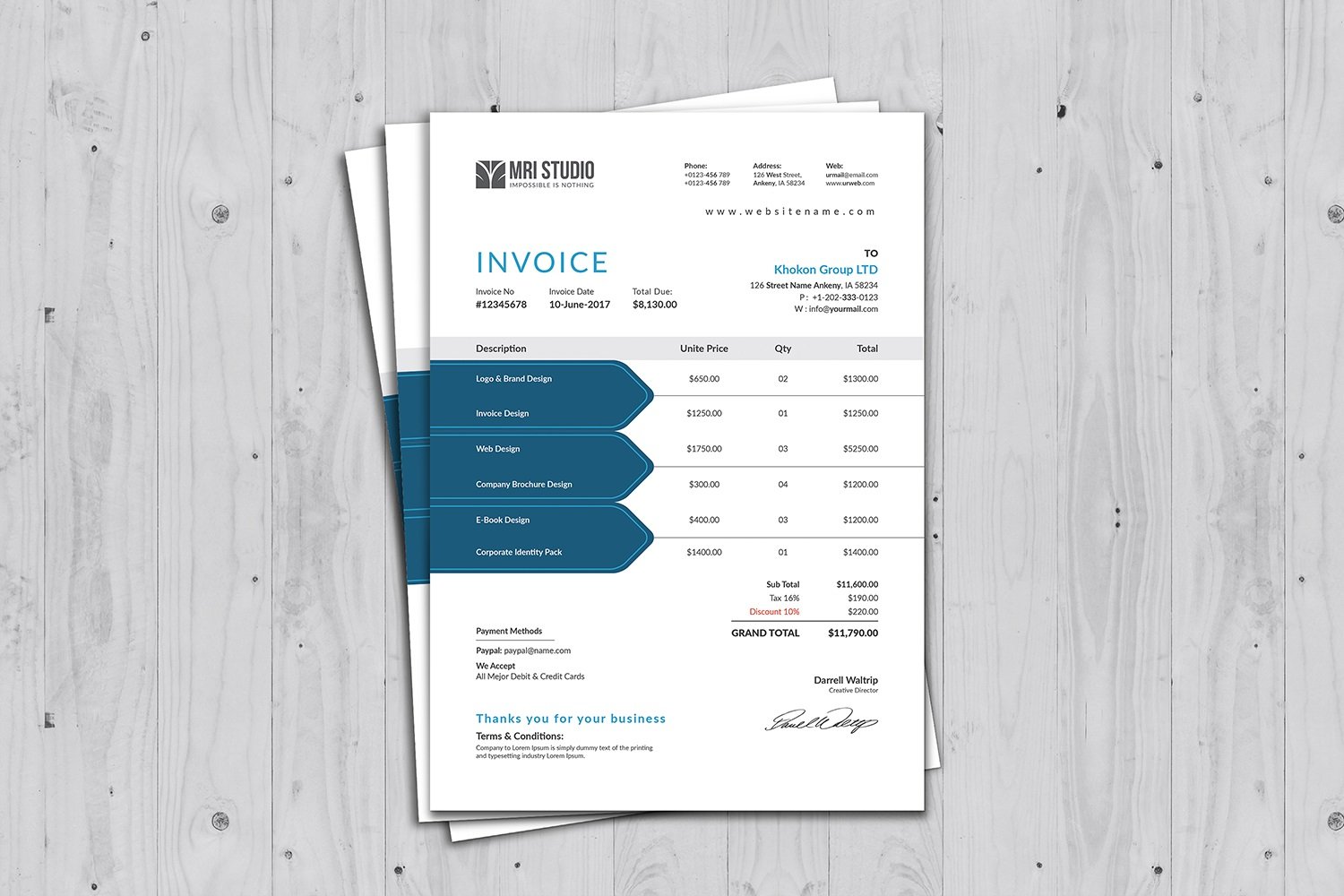 Simple Invoice Template preview image.