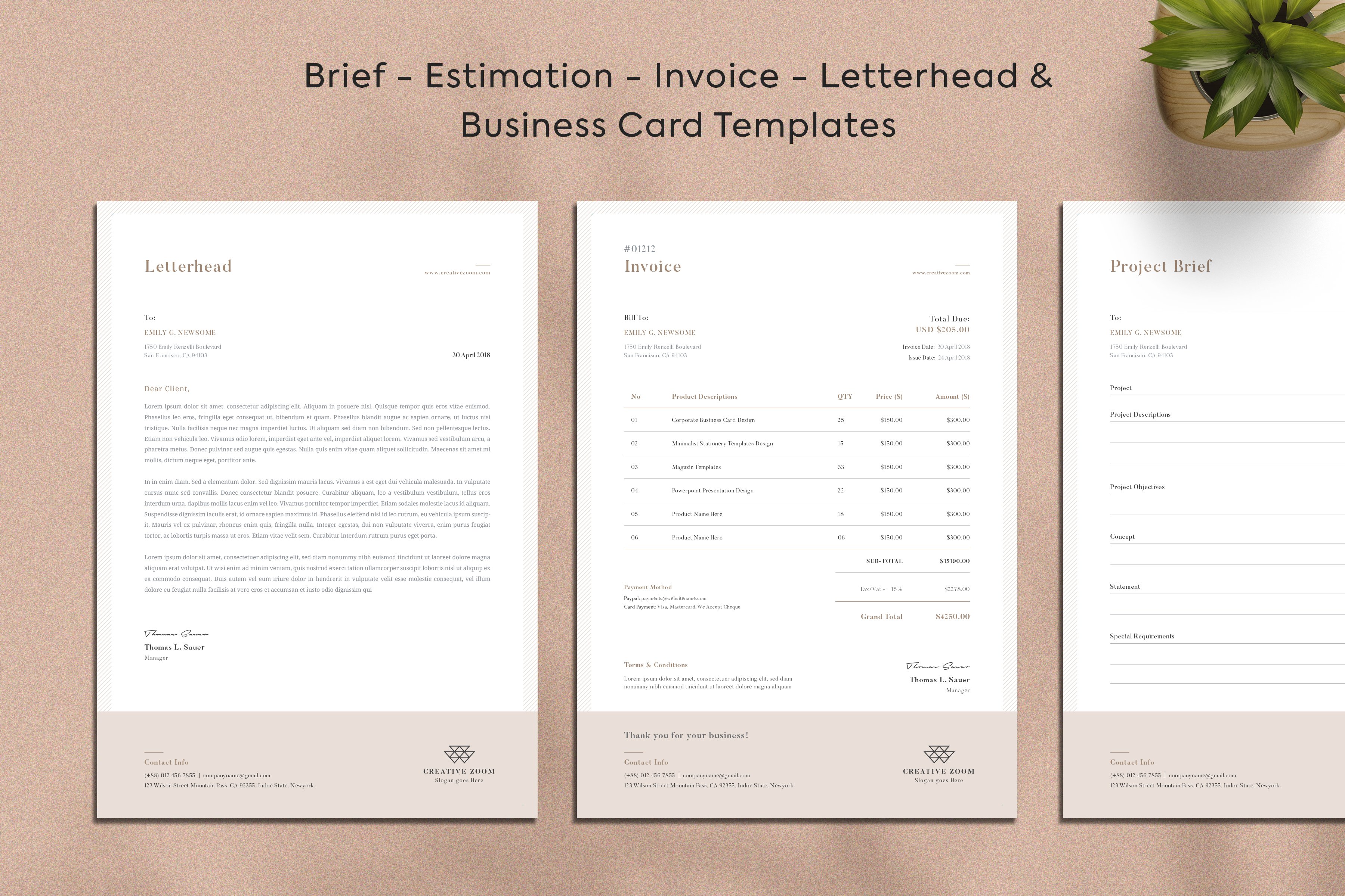 Invoice | Estimate | Letterhead cover image.