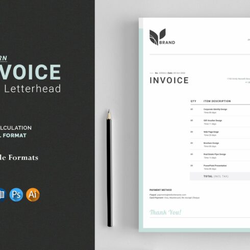 Minimalist Invoice with Letterhead cover image.