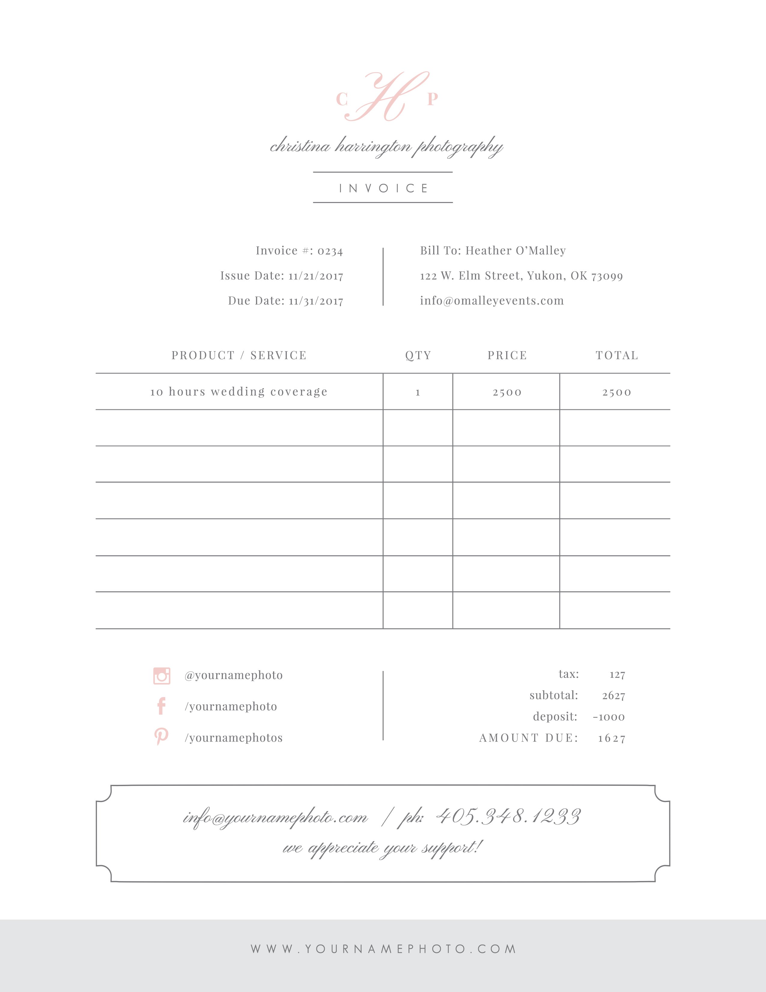 Simple Studio Invoice Template preview image.
