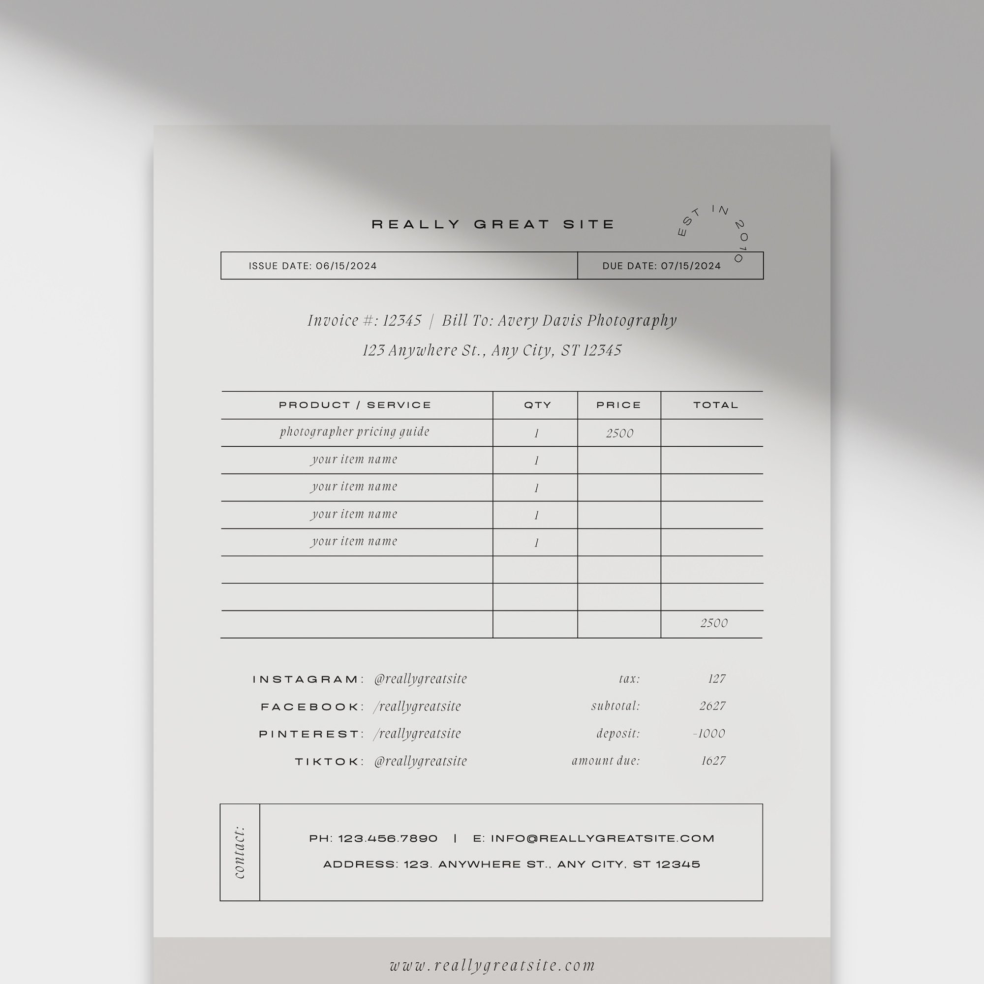 Canva Invoice Template cover image.