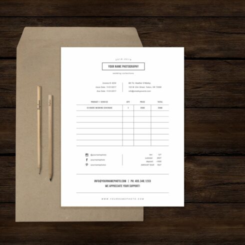 Photography Forms - Receipt Template cover image.