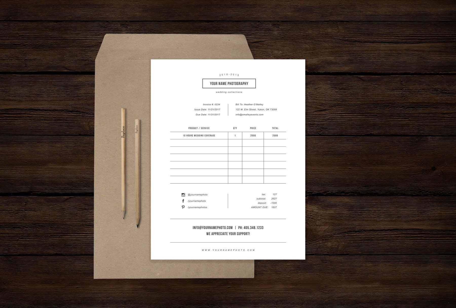 Photography Forms - Receipt Template cover image.