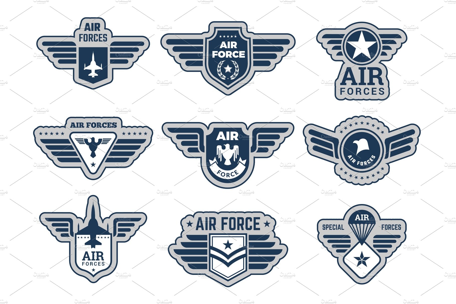 Air force labels. Vintage army cover image.