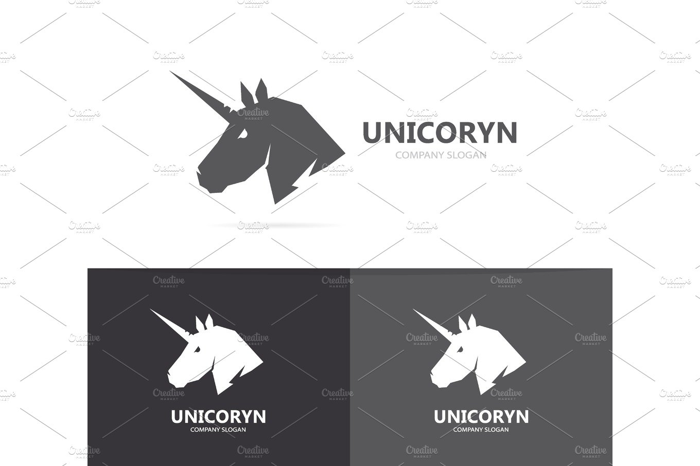 Vector of unicorn or horse logo template preview image.