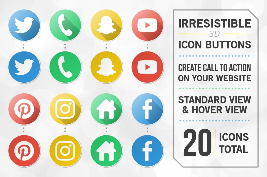 20 Irresistible Icon Buttons – MasterBundles