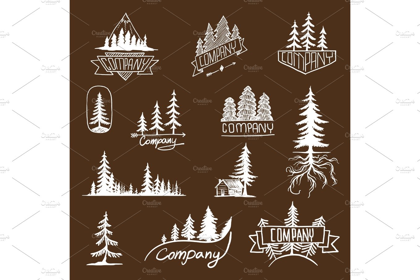 Forest badge tree vector collection cover image.