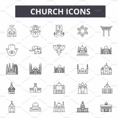 Church line icons for web and mobile cover image.