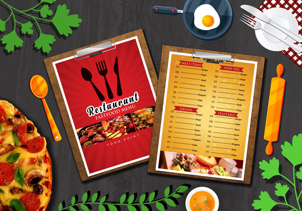 Restaurant Menu Flyer Template preview image.