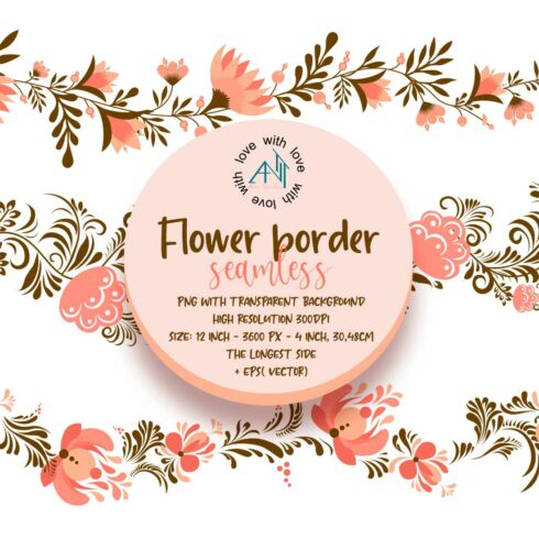 Floral border clipart vector flowers png cover image.