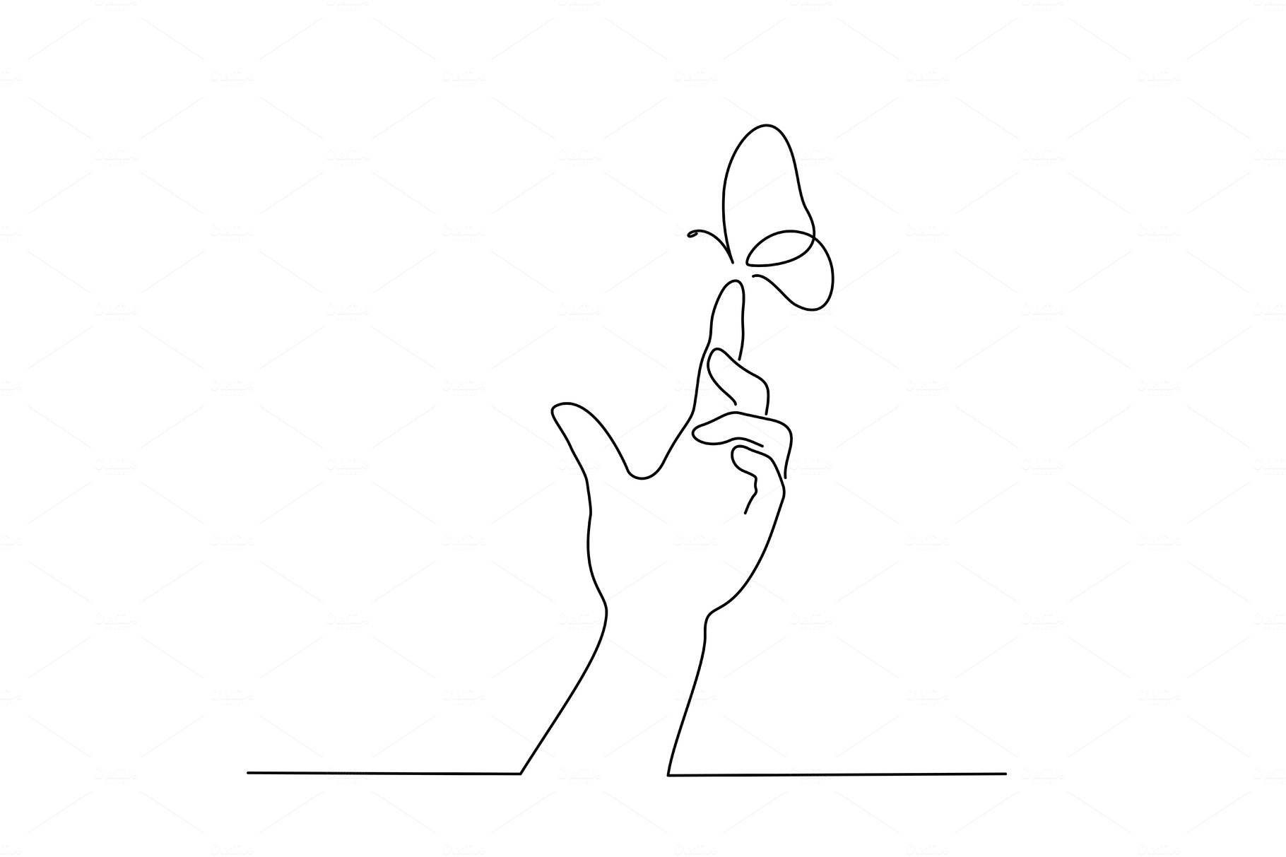 Hand with butterfly on finger. Line cover image.