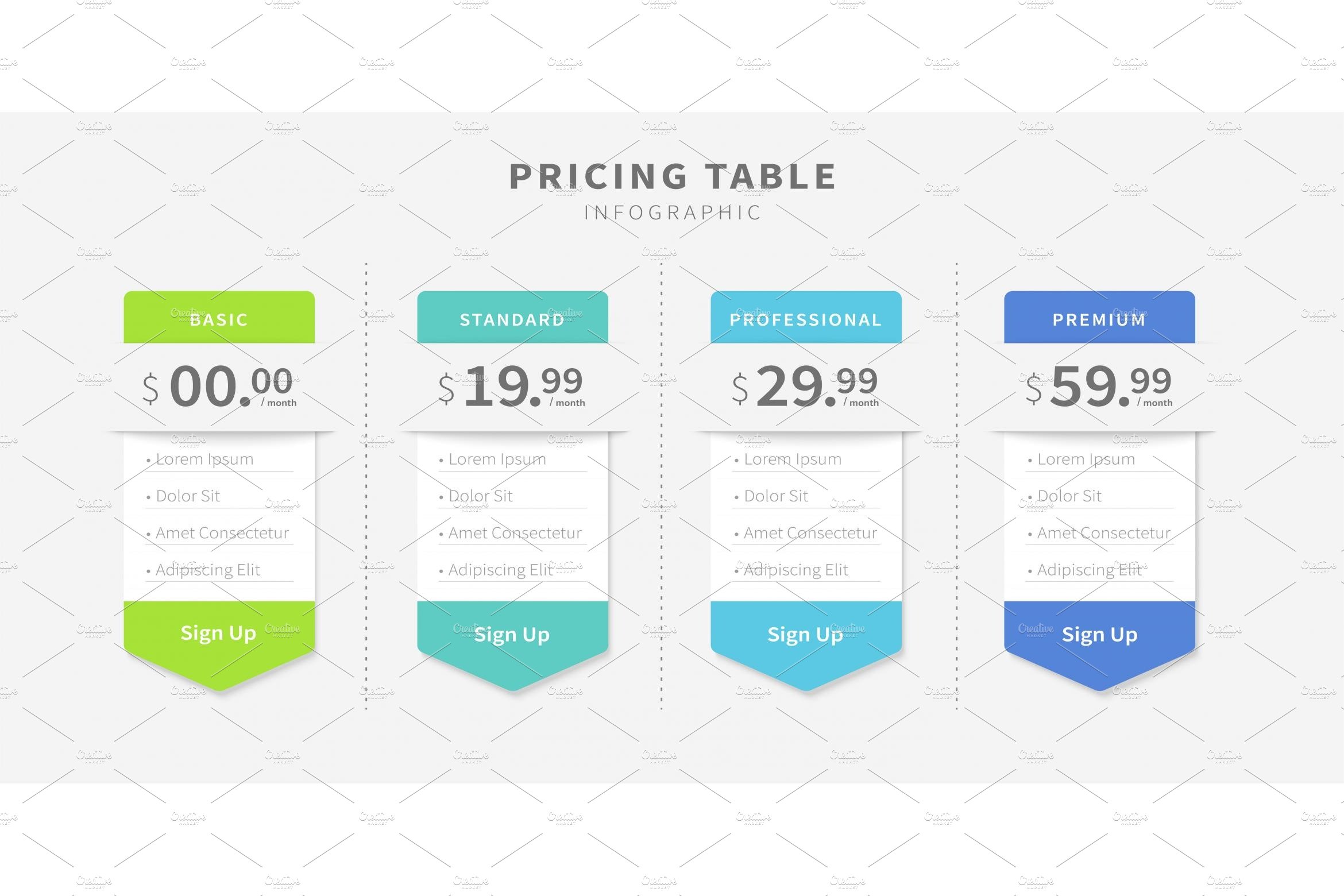Web pricing table template cover image.