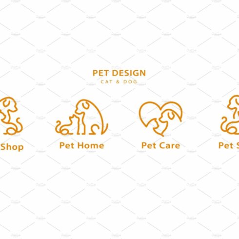 Pet line style logo design set cover image.