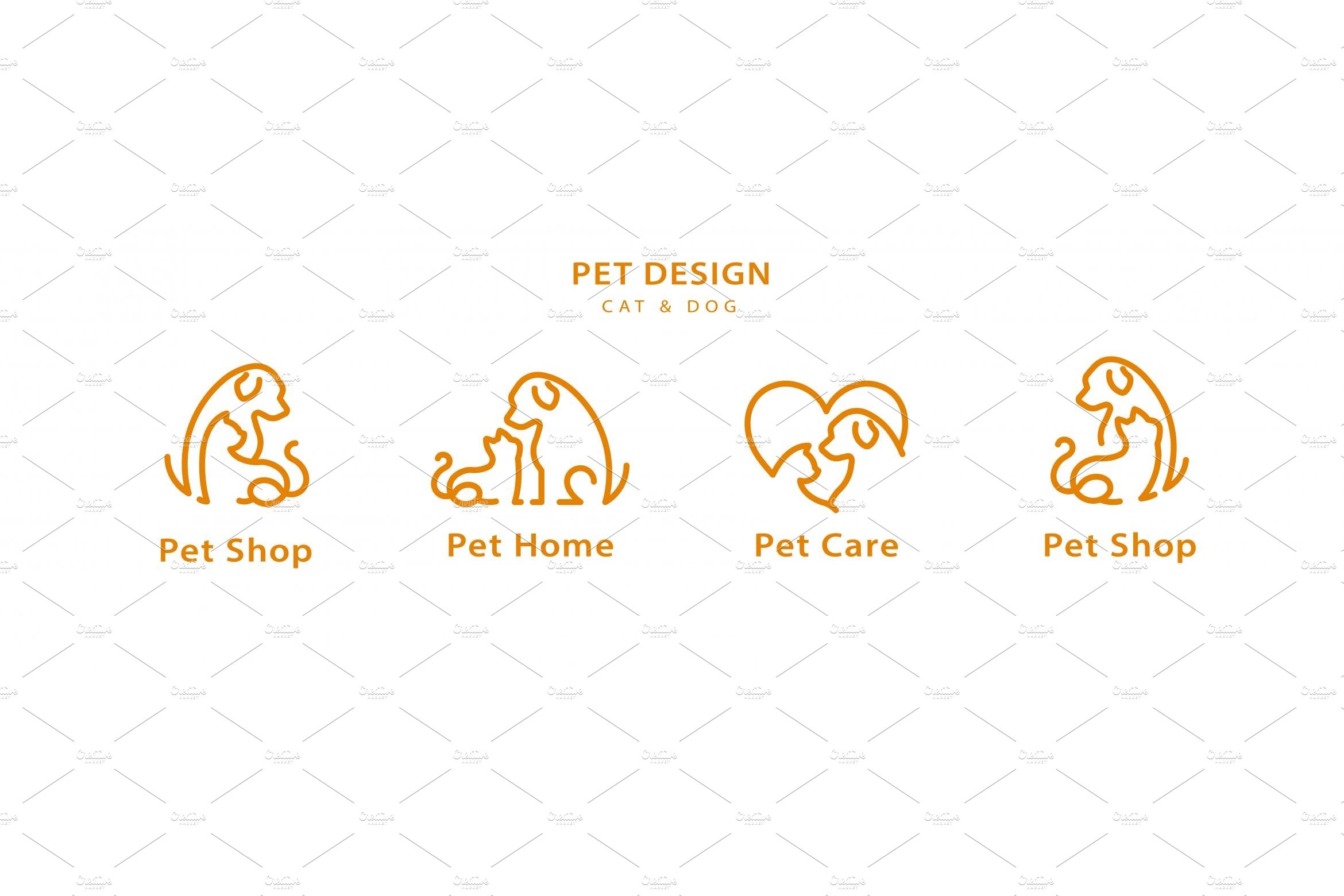 Pet line style logo design set cover image.