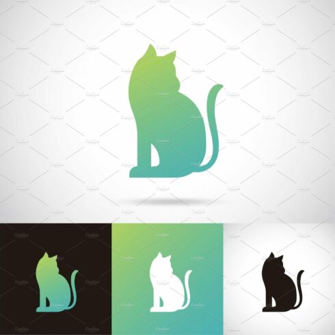 Silhouette of cat logo design set cover image.