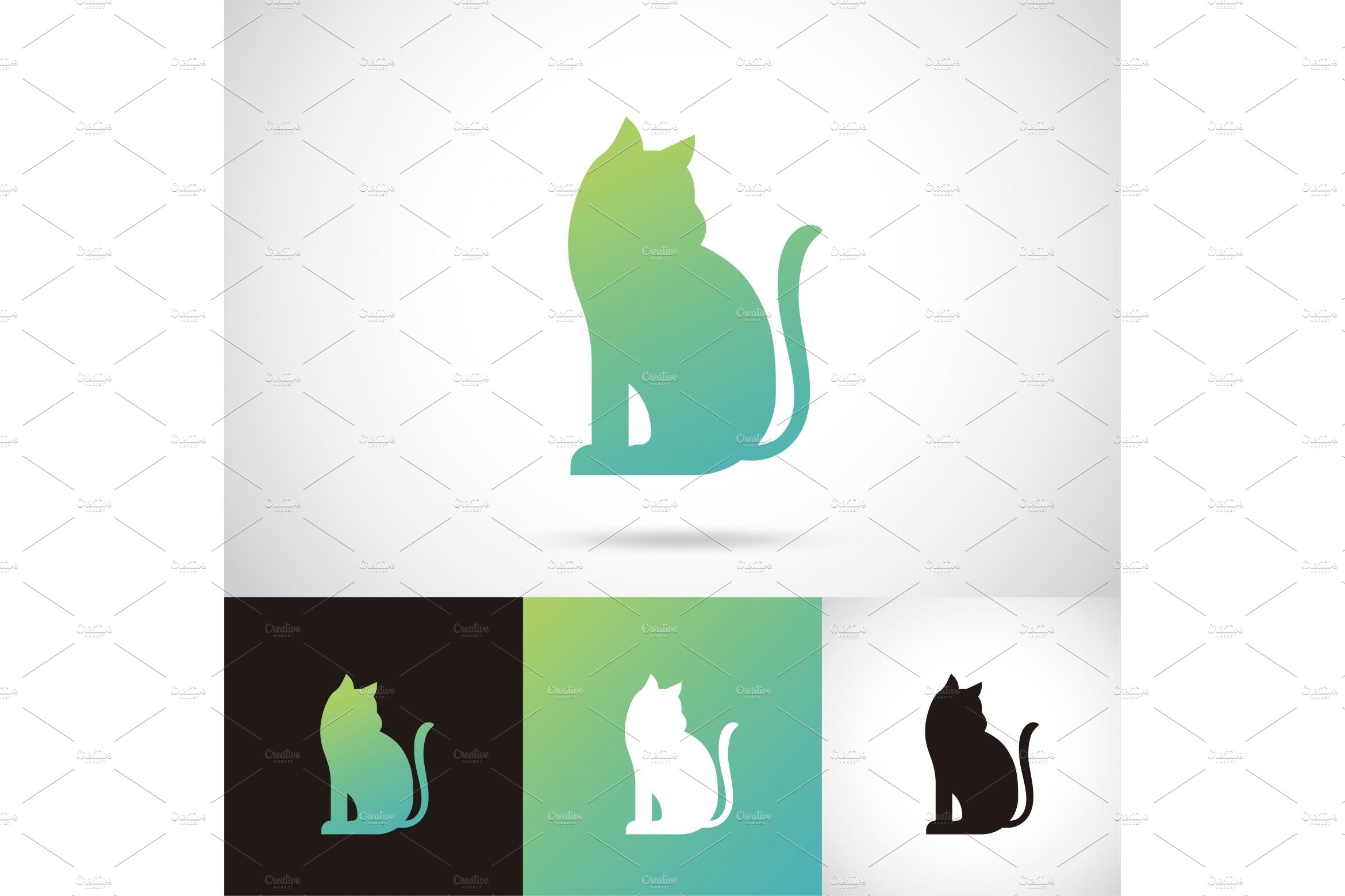 Silhouette of cat logo design set cover image.