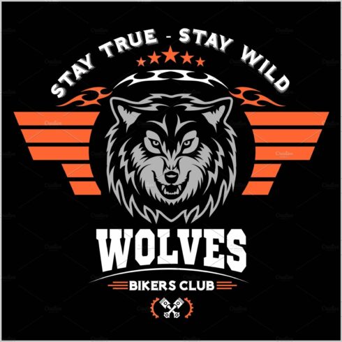 Wolf head for logo, american symbol, simple illustration, sport team emblem... cover image.