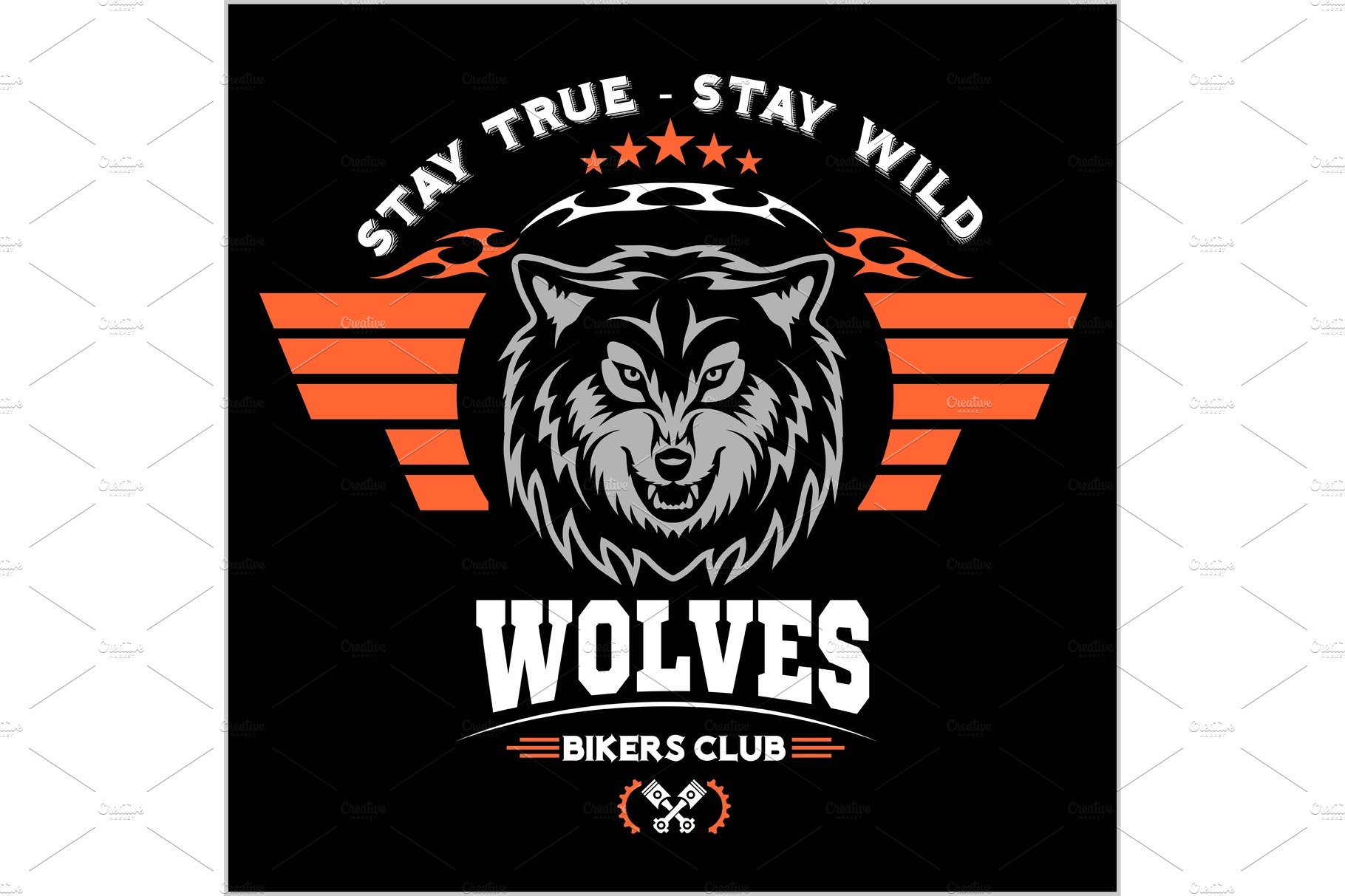Wolf head for logo, american symbol, simple illustration, sport team emblem... cover image.