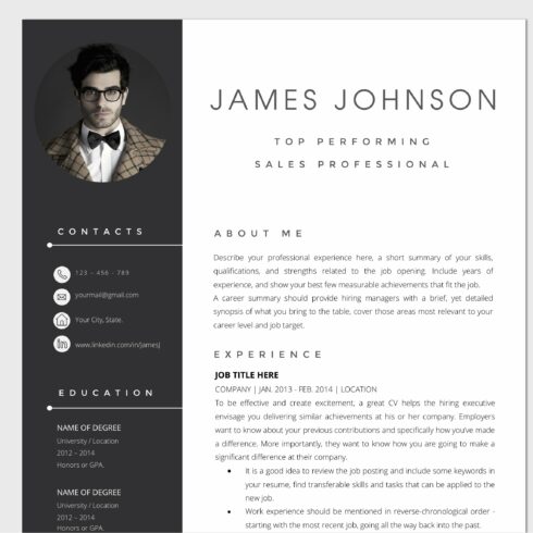 Resume Template / CV cover image.