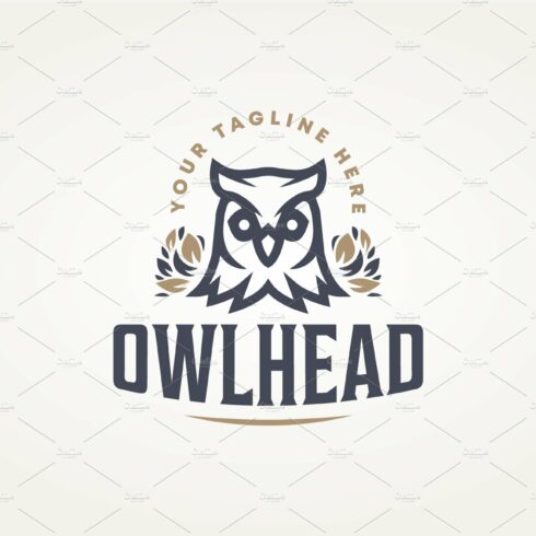 owl bird head line art icon logo cover image.