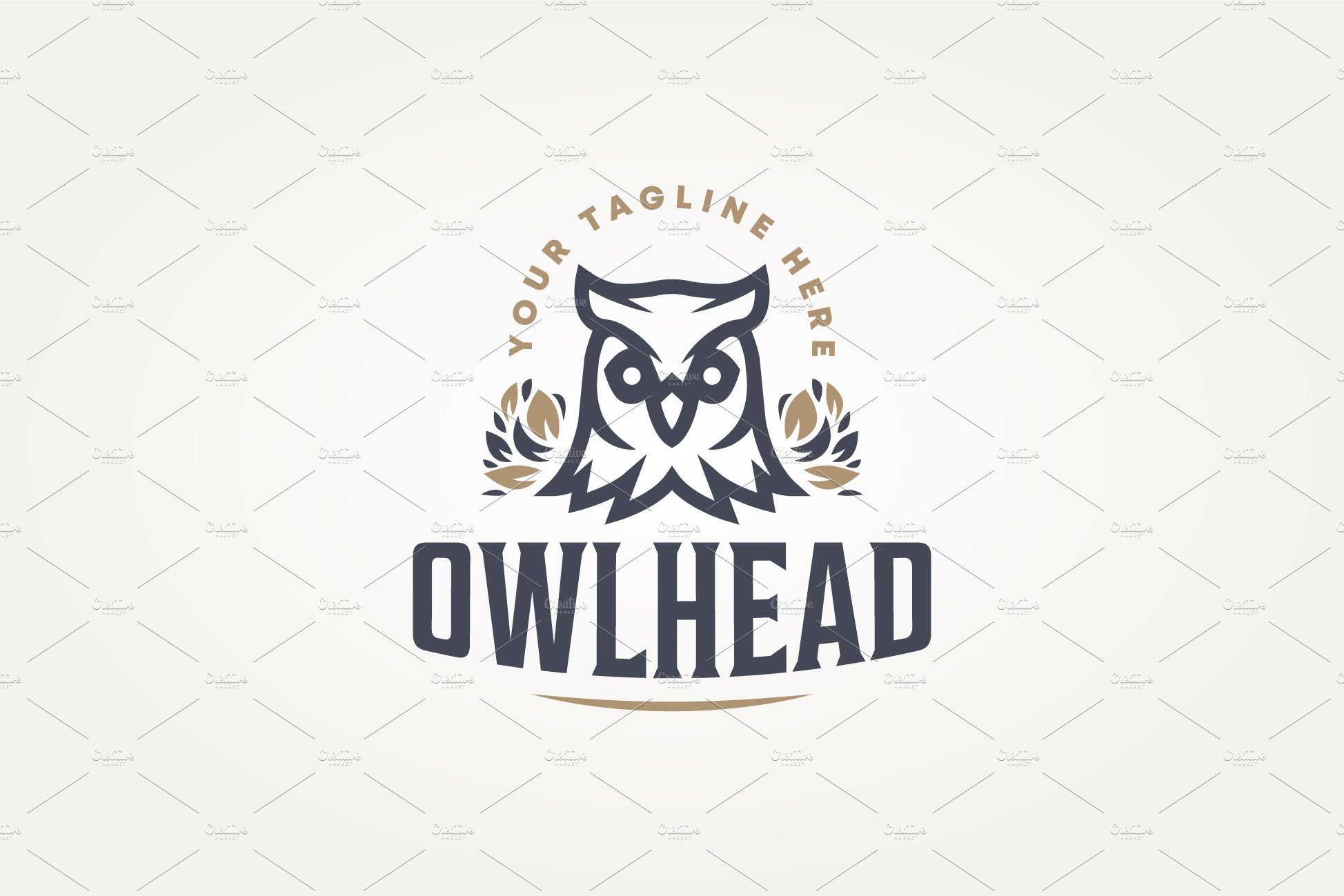 owl bird head line art icon logo cover image.